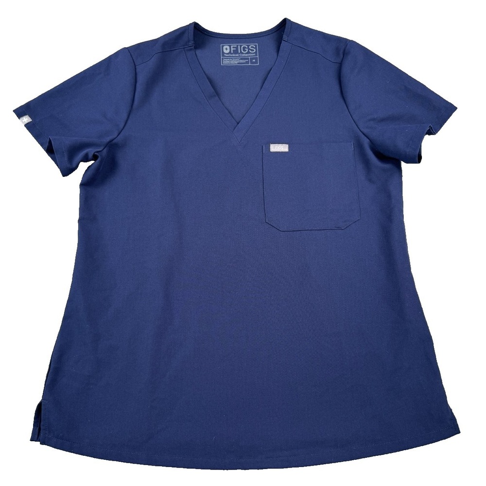 FIGS Women's Scrub Top Medium Navy Blue Technical Collection V Neck